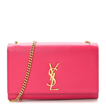Saint Laurent Grain De Poudre Medium Monogram Kate Satchel Lipstick Fuchsia 1 of 10