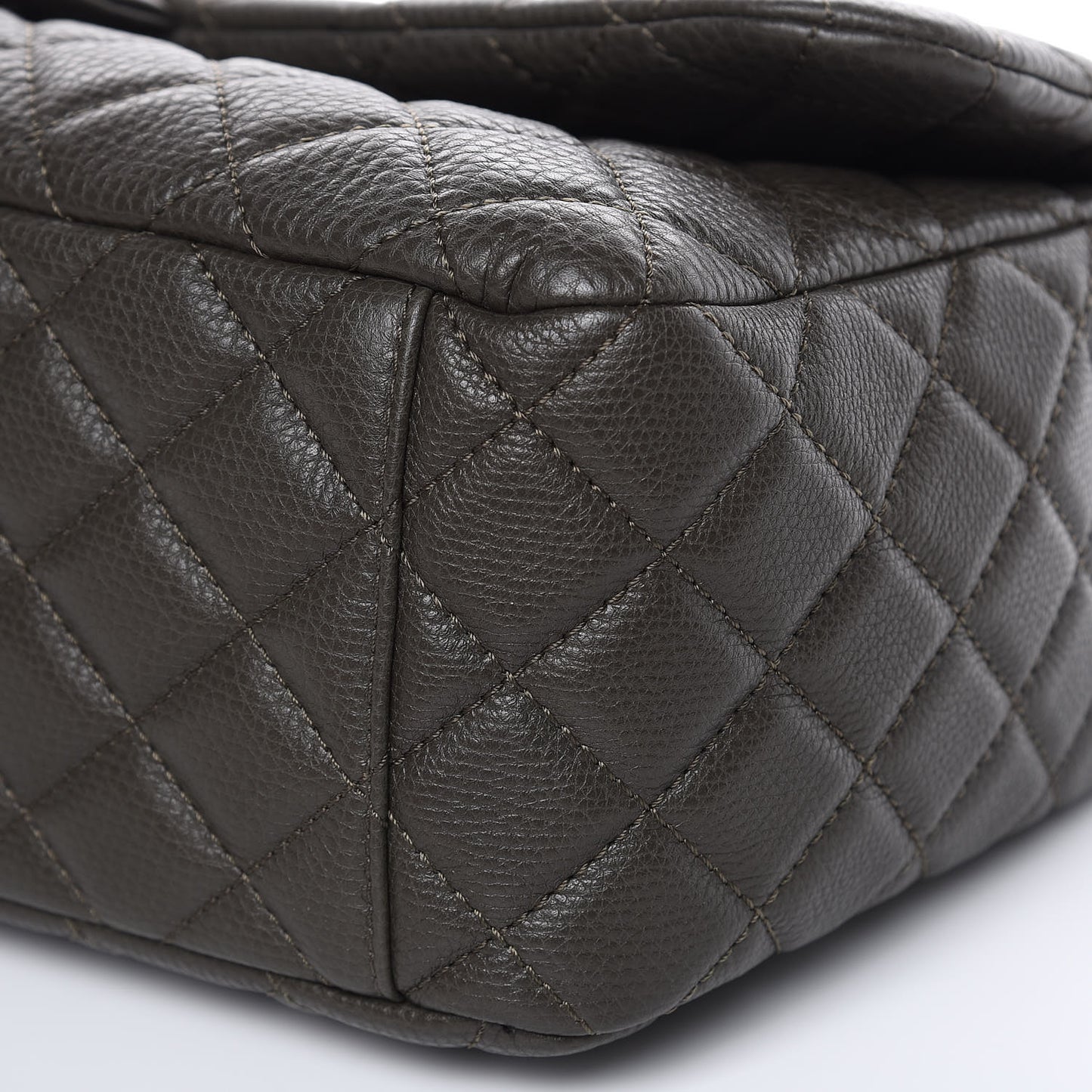 Calfskin Quilted Small XXL Travel Flap Bag Khaki