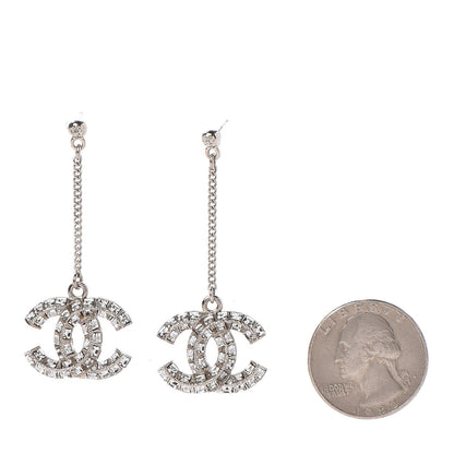 Chanel Baguette Crystal CC Drop Earrings Silver 2 of 4