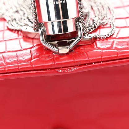Saint Laurent Calfskin Crocodile Embossed Kate Monogram Tassel Chain Wallet Red 13 of 16