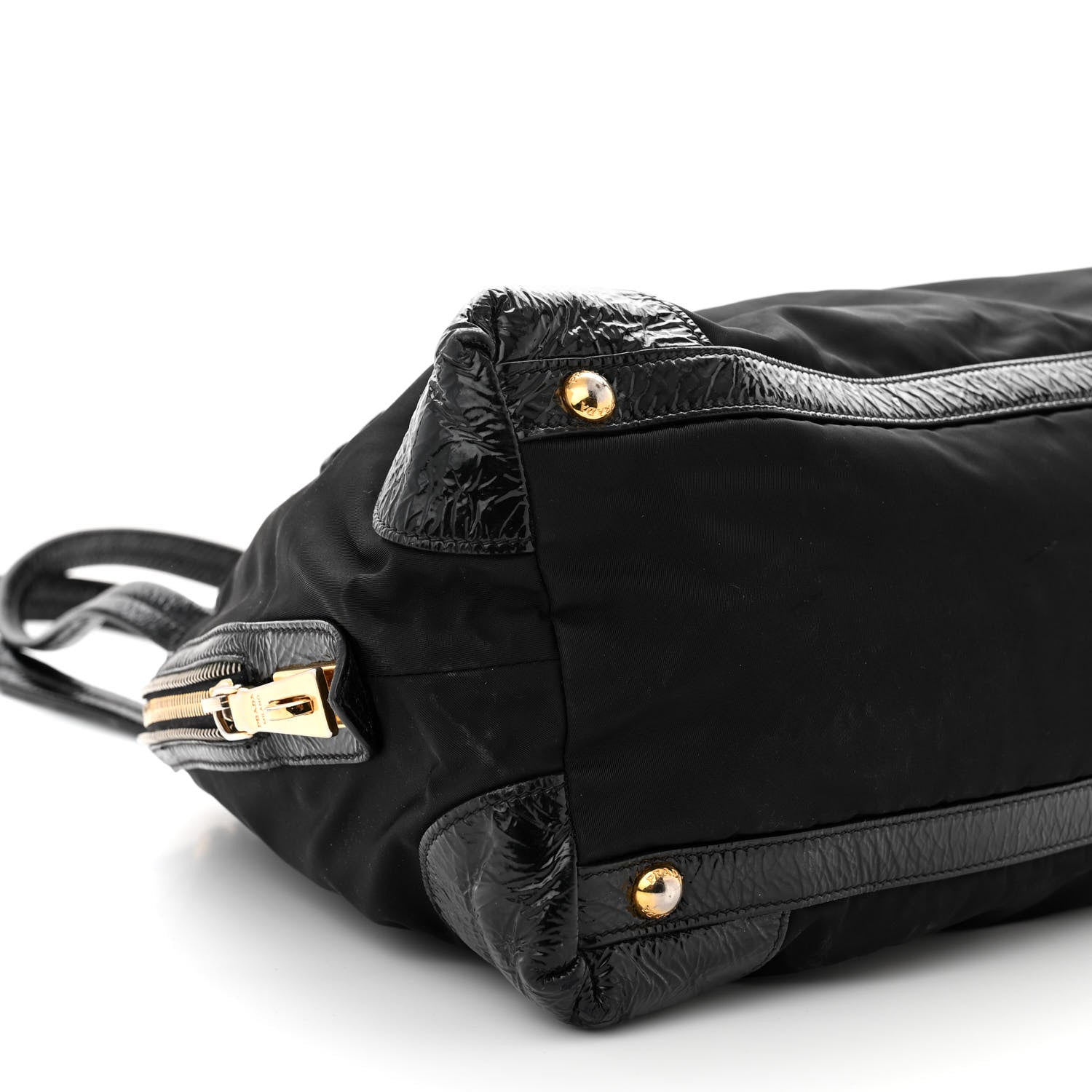 Prada Tessuto Nylon Vernice Dome Satchel Black 9 of 10