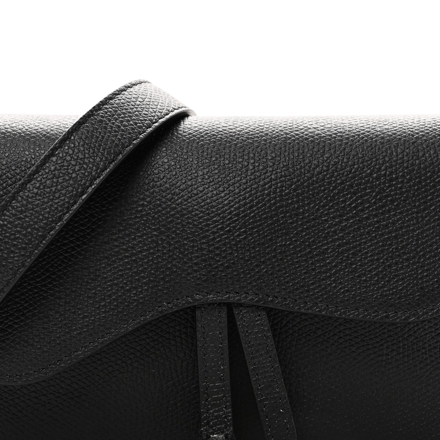 Grained Calfskin Saddle Belt Bag Black