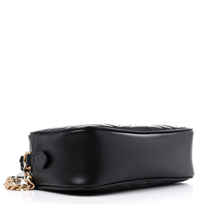 Gucci Calfskin Matelasse Small GG Marmont Chain Shoulder Bag Black 4 of 8
