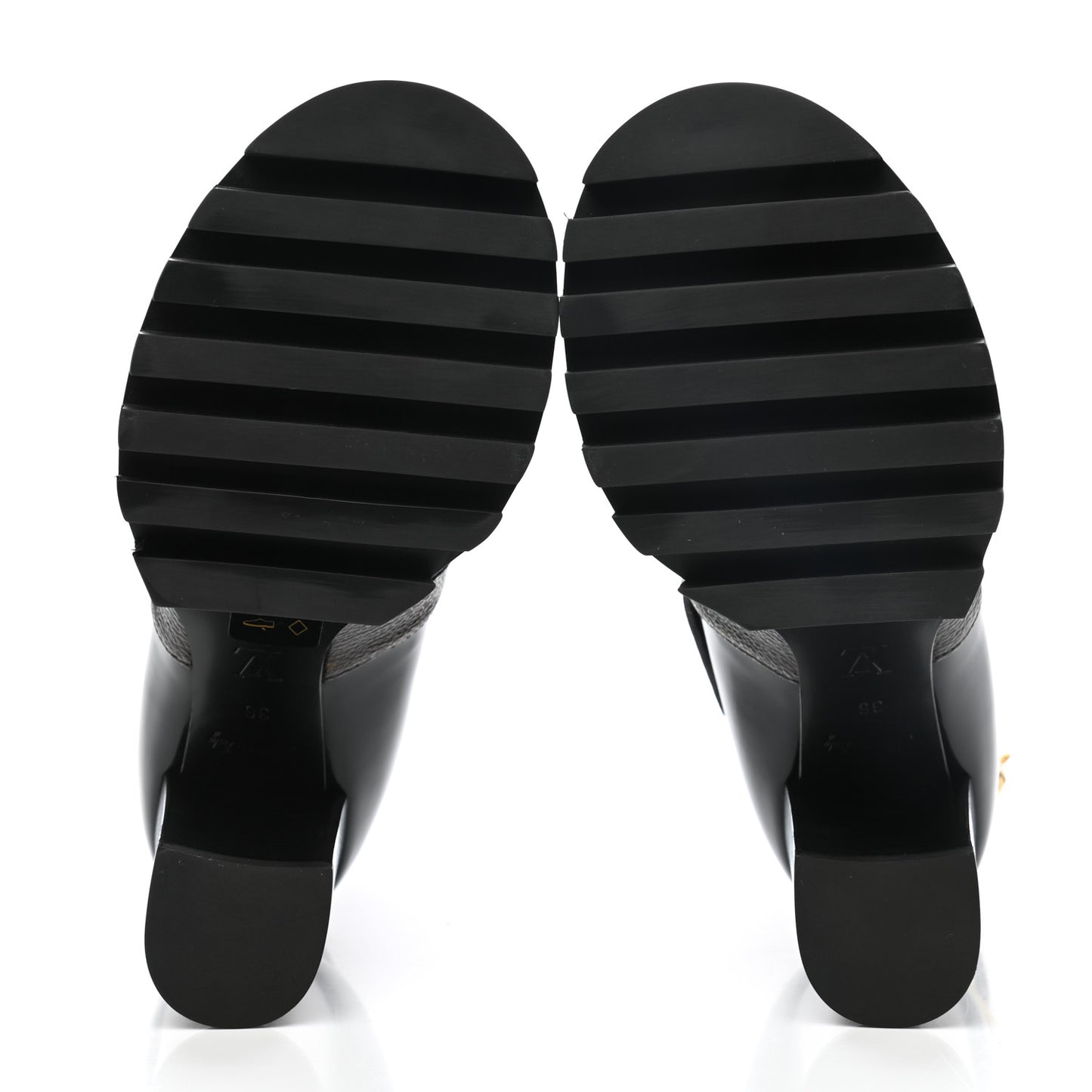 Patent Calfskin Monogram Star Trail Ankle Boots 36 Black