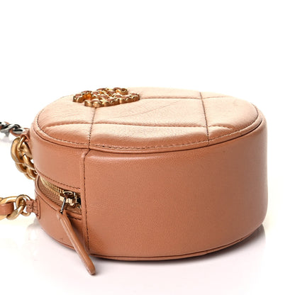 Chanel Goatskin Quilted Chanel 19 Round Clutch With Chain Brown 3 of 4