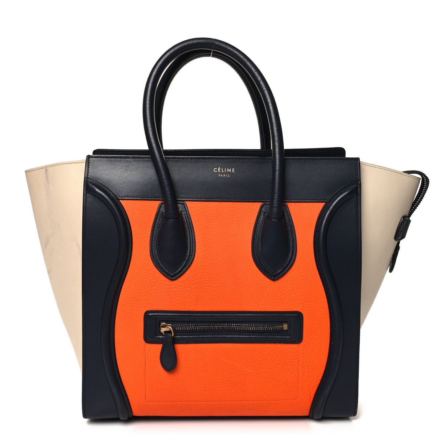 Elephant Calfskin Mini Tri-Color Luggage Bright Orange