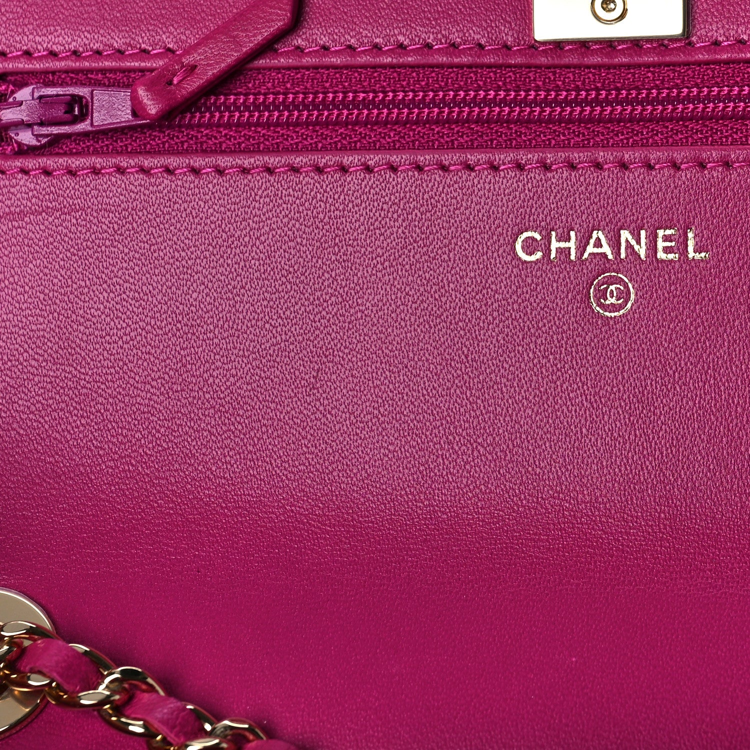 Chanel Lambskin Quilted Trendy CC Wallet On Chain WOC Dark Pink 6 of 13