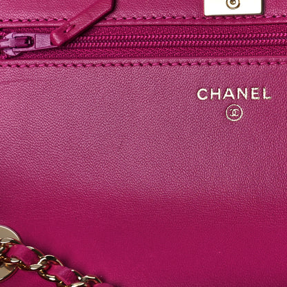 Chanel Lambskin Quilted Trendy CC Wallet On Chain WOC Dark Pink 6 of 13