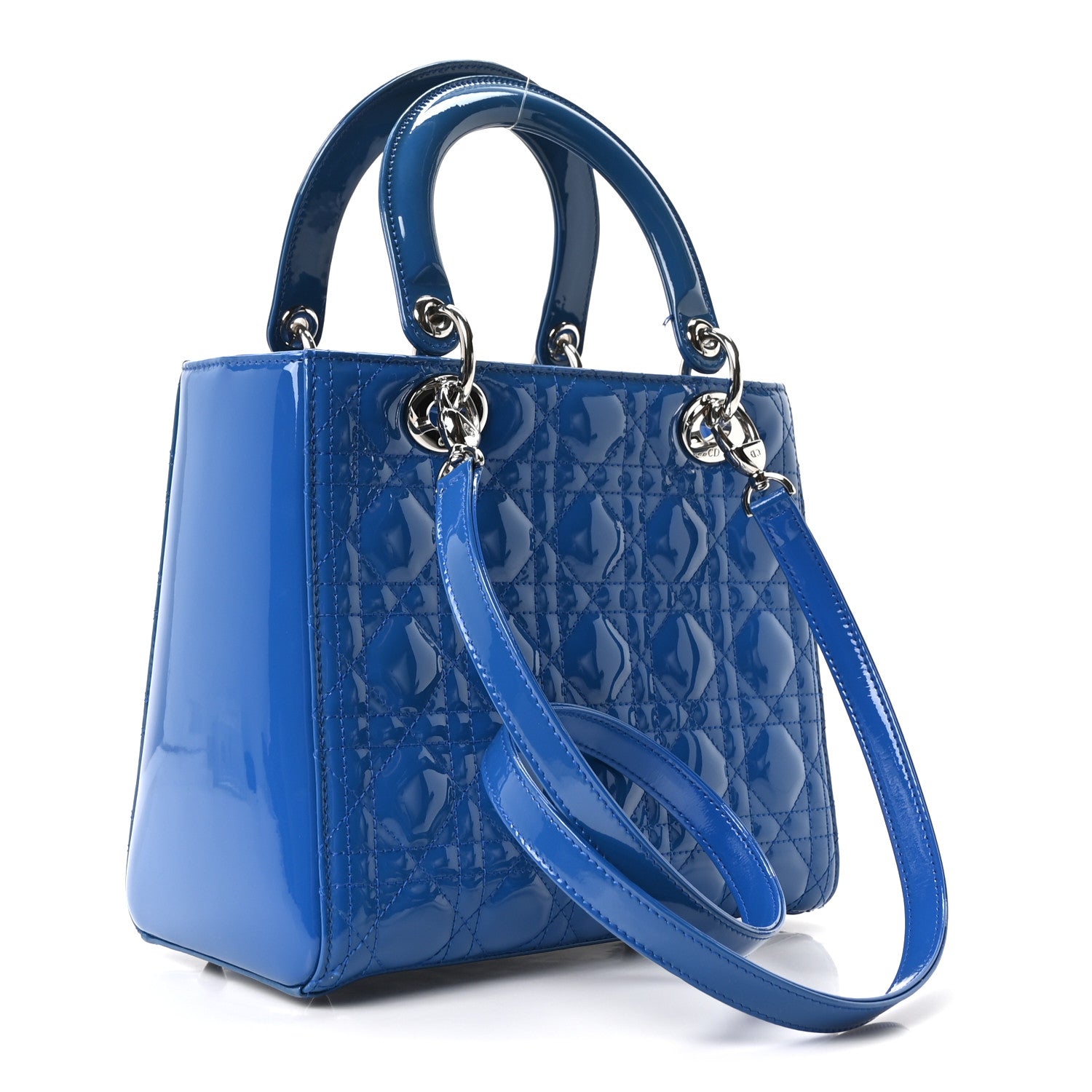 Christian Dior Patent Cannage Medium Lady Dior Blue 2 of 9
