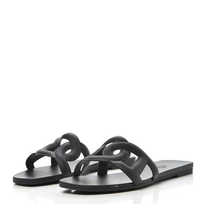 Hermes Rubber Aloha Sandals 38 Black 3 of 11