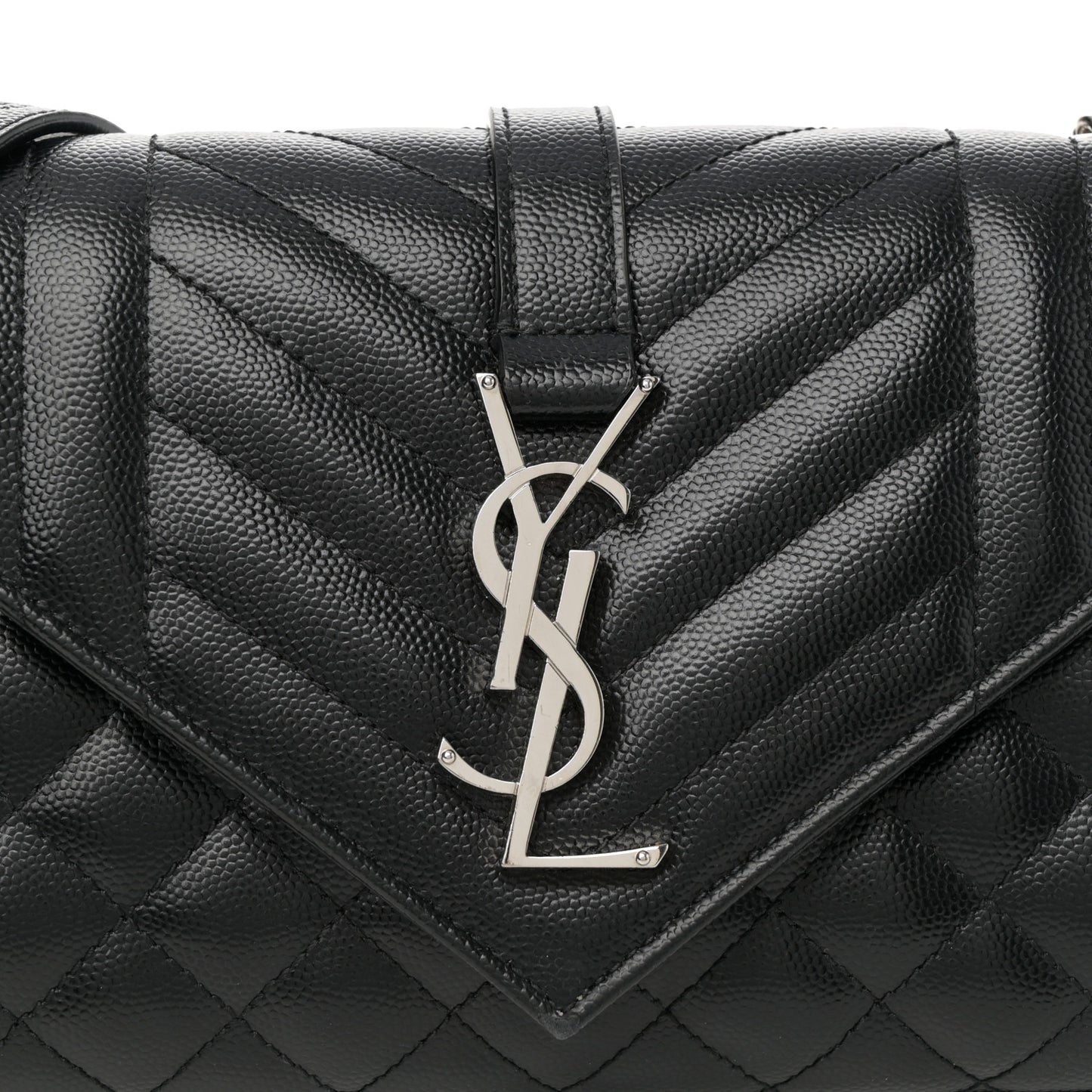 Grain De Poudre Textured Mixed Matelasse Triquilt Small Monogram Satchel Black