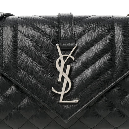 Saint Laurent Grain De Poudre Textured Mixed Matelasse Triquilt Small Monogram Satchel Black 7 of 9