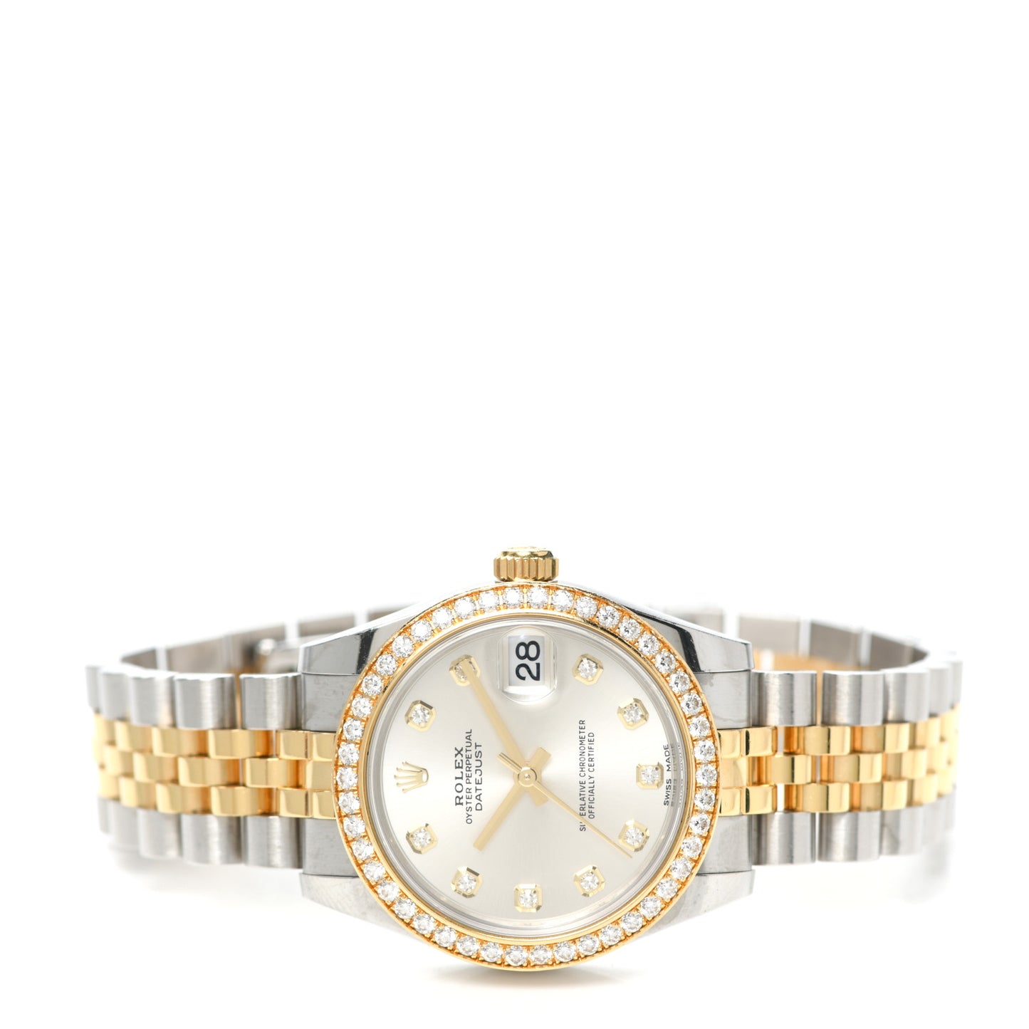 Stainless Steel 18K Yellow Gold Diamond 31mm Oyster Perpetual Datejust Watch Silver 178383