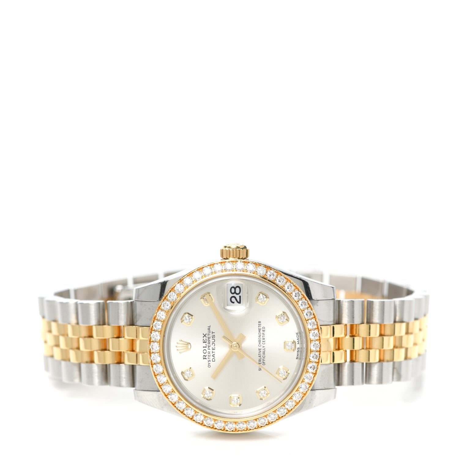 Rolex Stainless Steel 18K Yellow Gold Diamond 31mm Oyster Perpetual Datejust Watch Silver 178383 2 of 5