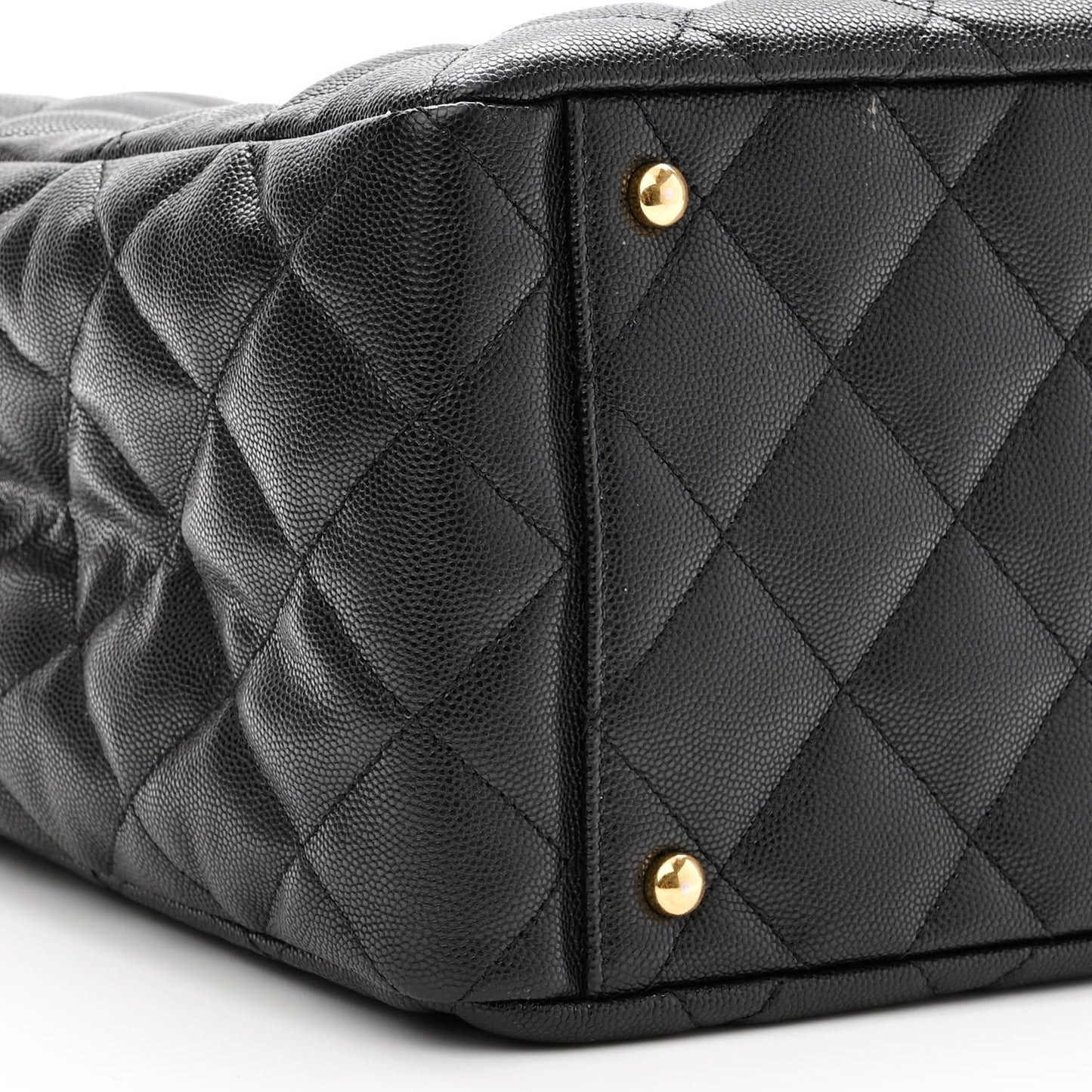 Caviar Quilted Small Shopping Tote Black