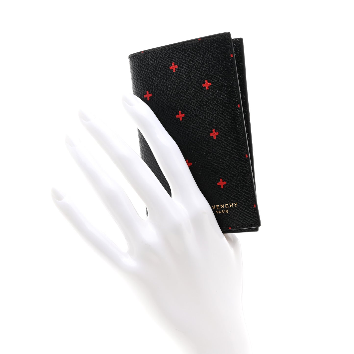 Calfskin Cross Folding Card Holder Black