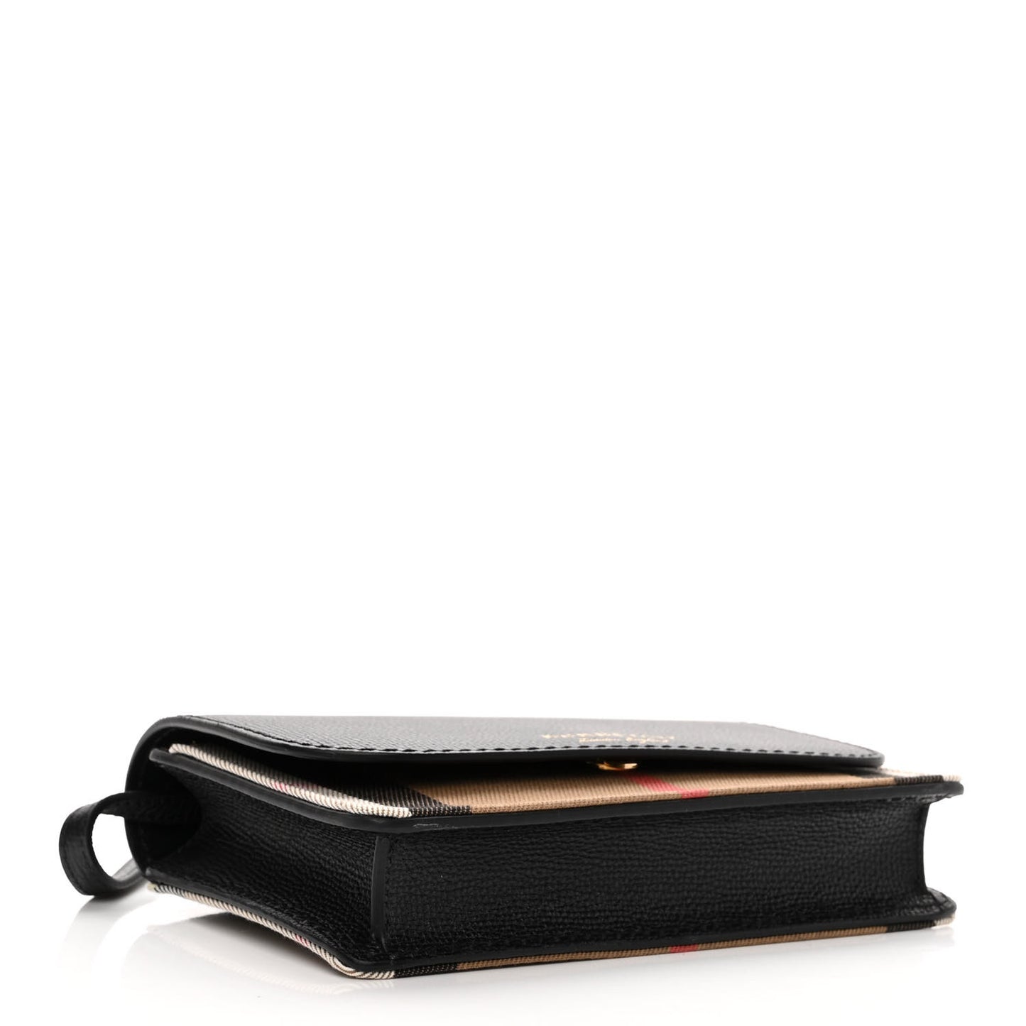 Derby Calfskin House Check Wallet On Chain Black