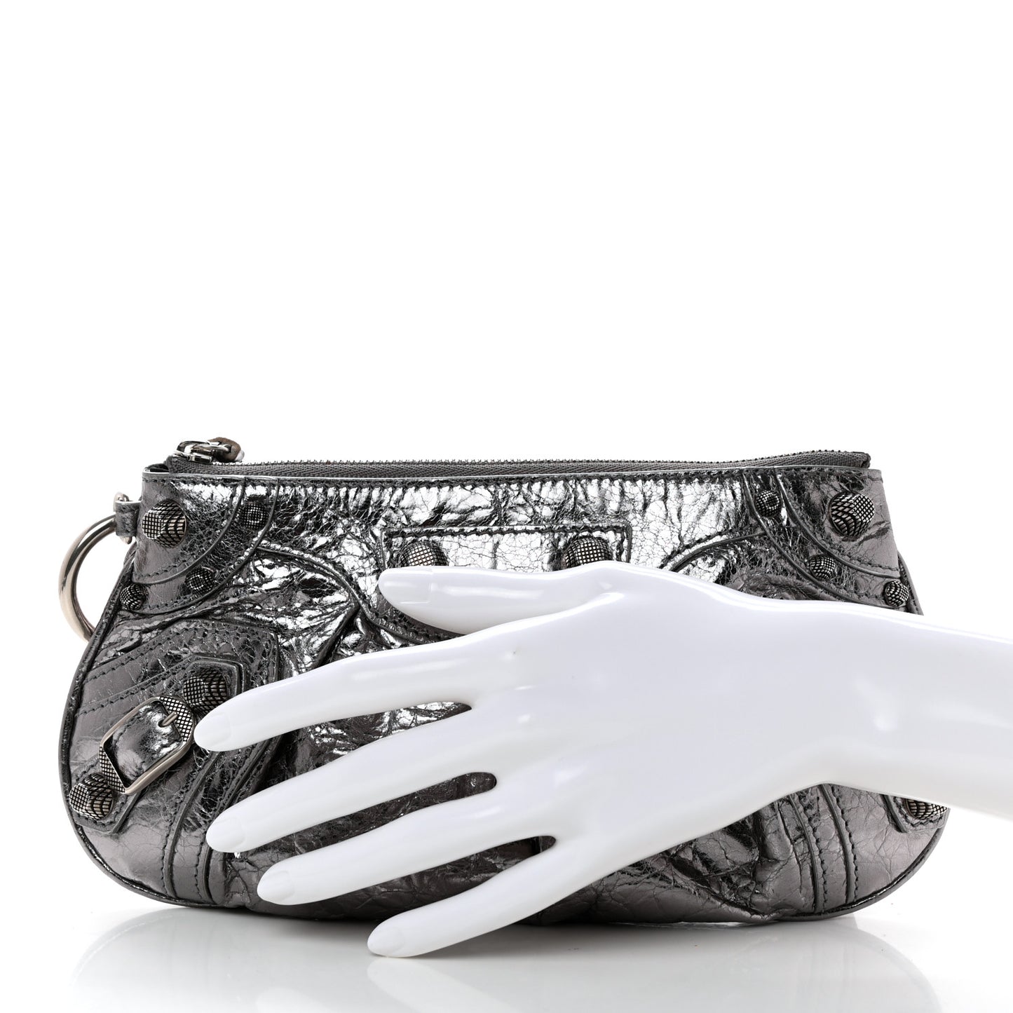 Metallic Agneau Arena Mini Le Cagole Multi Pouch Silver