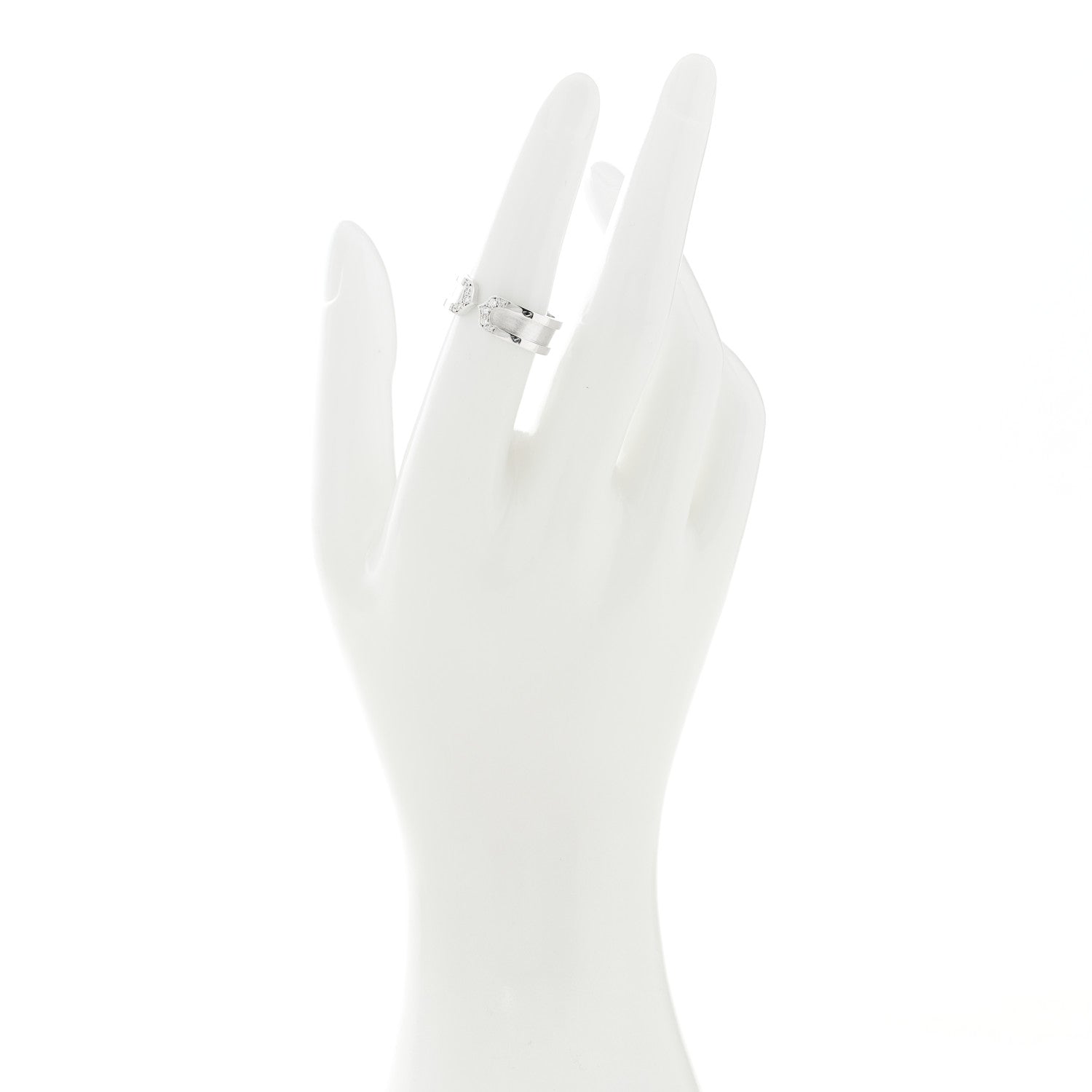 Cartier 18K White Gold Diamond 6.5mm Logo De Cartier Ring 52 6 2 of 8