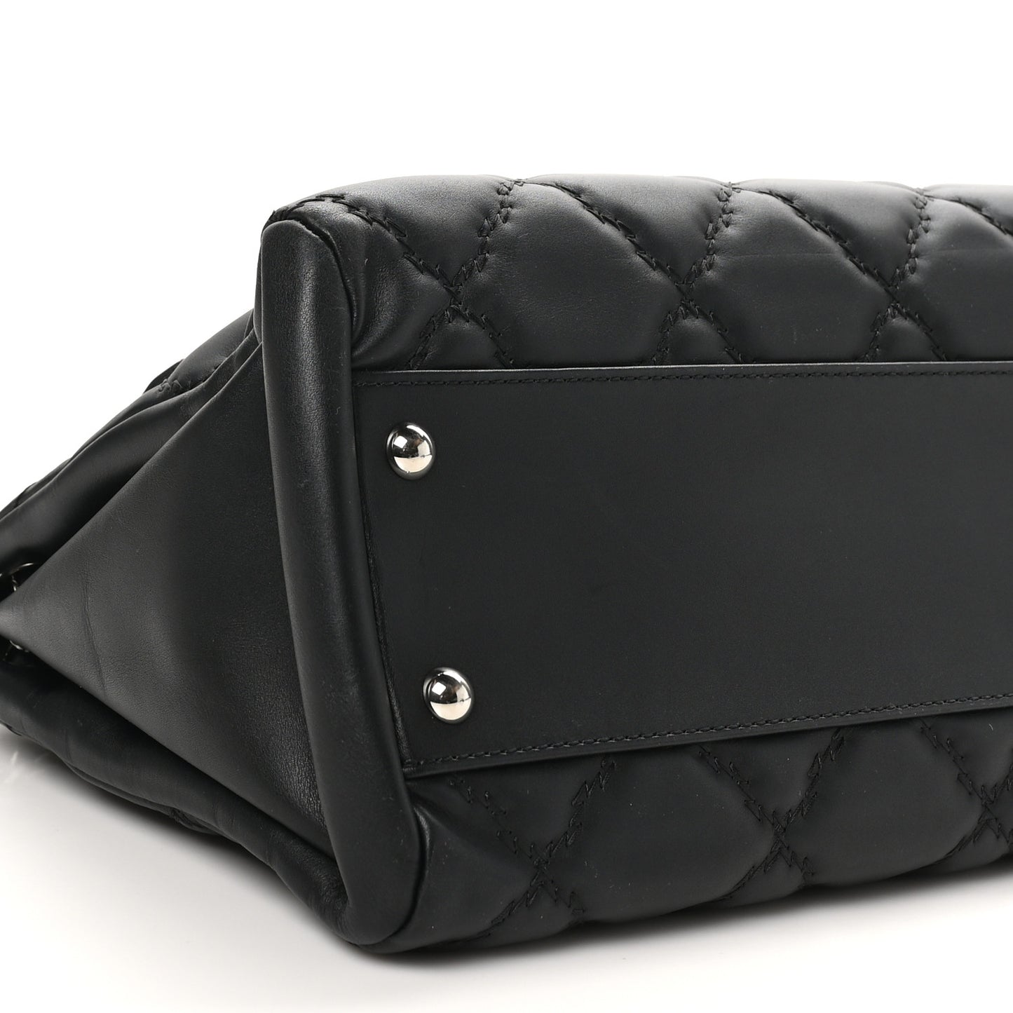 Calfskin Double Stitch Large Hamptons Flap Bag Black