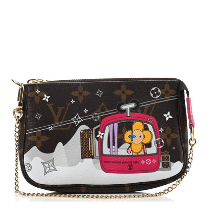 Louis Vuitton Monogram 2019 Christmas Animation Mini Courchevel Pochette Accessories Fuchsia 1 of 7