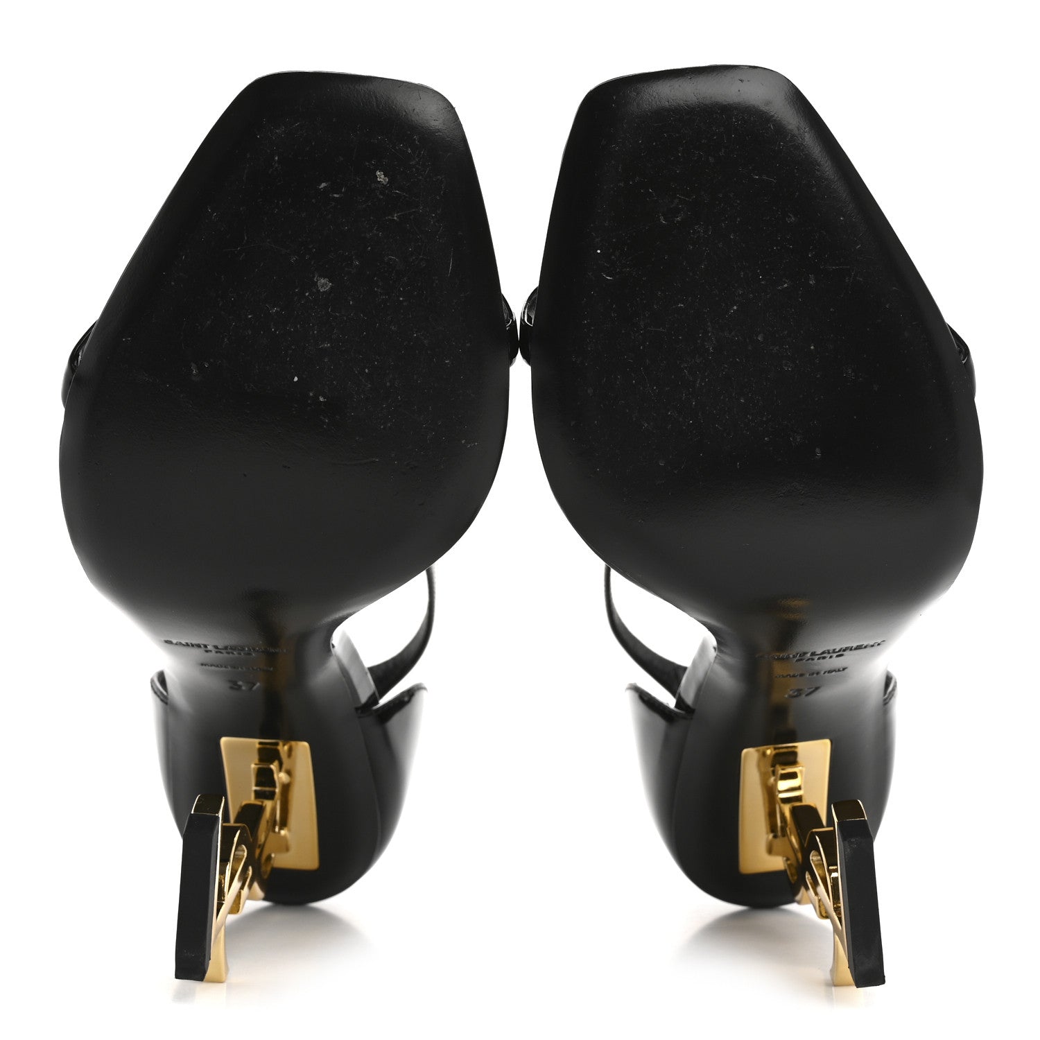Saint Laurent Patent Calfskin Opyum 110 Sandals 37 Black Gold 6 of 10