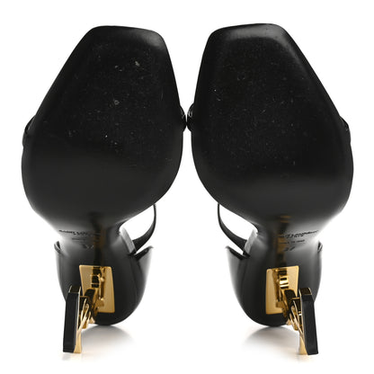 Saint Laurent Patent Calfskin Opyum 110 Sandals 37 Black Gold 6 of 10