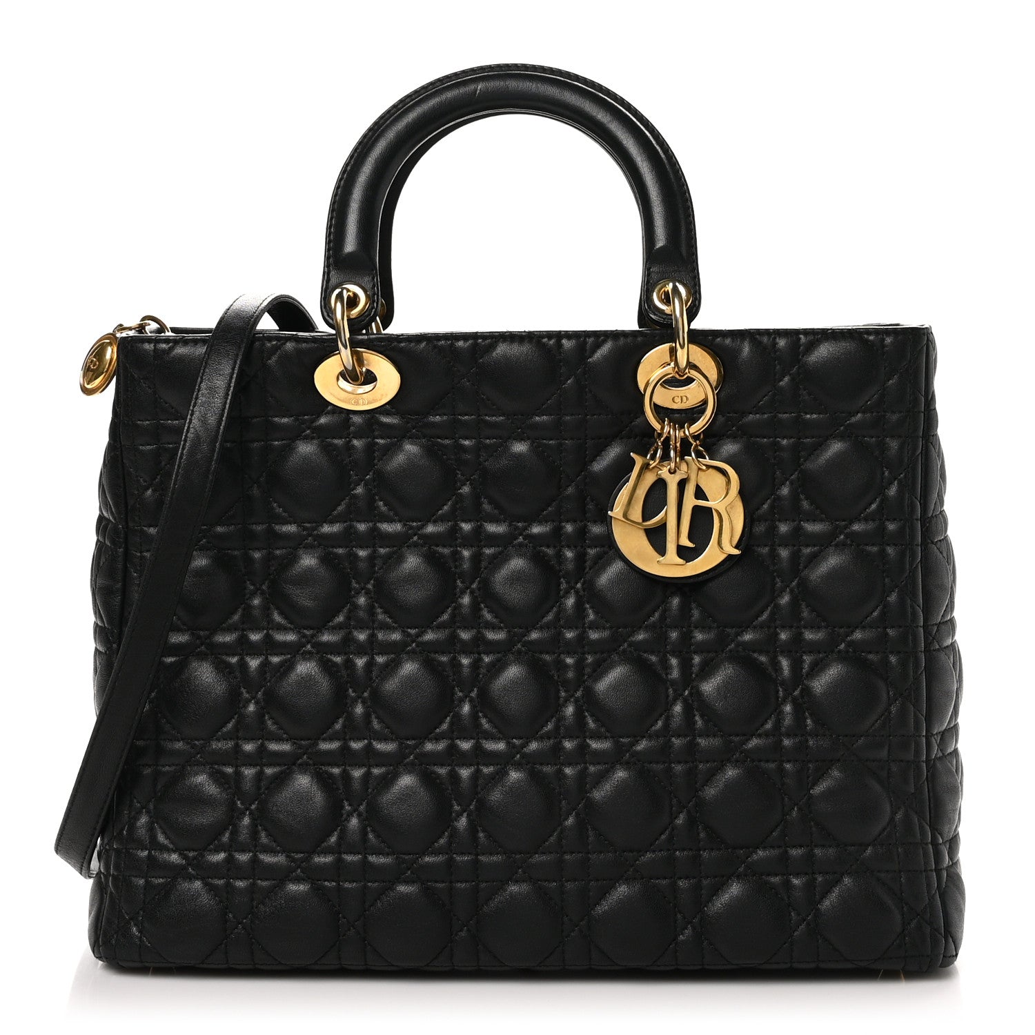 Christian Dior Lambskin Cannage Large Lady Dior Black 1 of 10