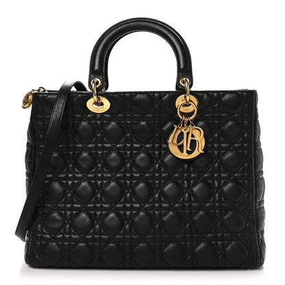 Christian Dior Lambskin Cannage Large Lady Dior Black 1 of 10