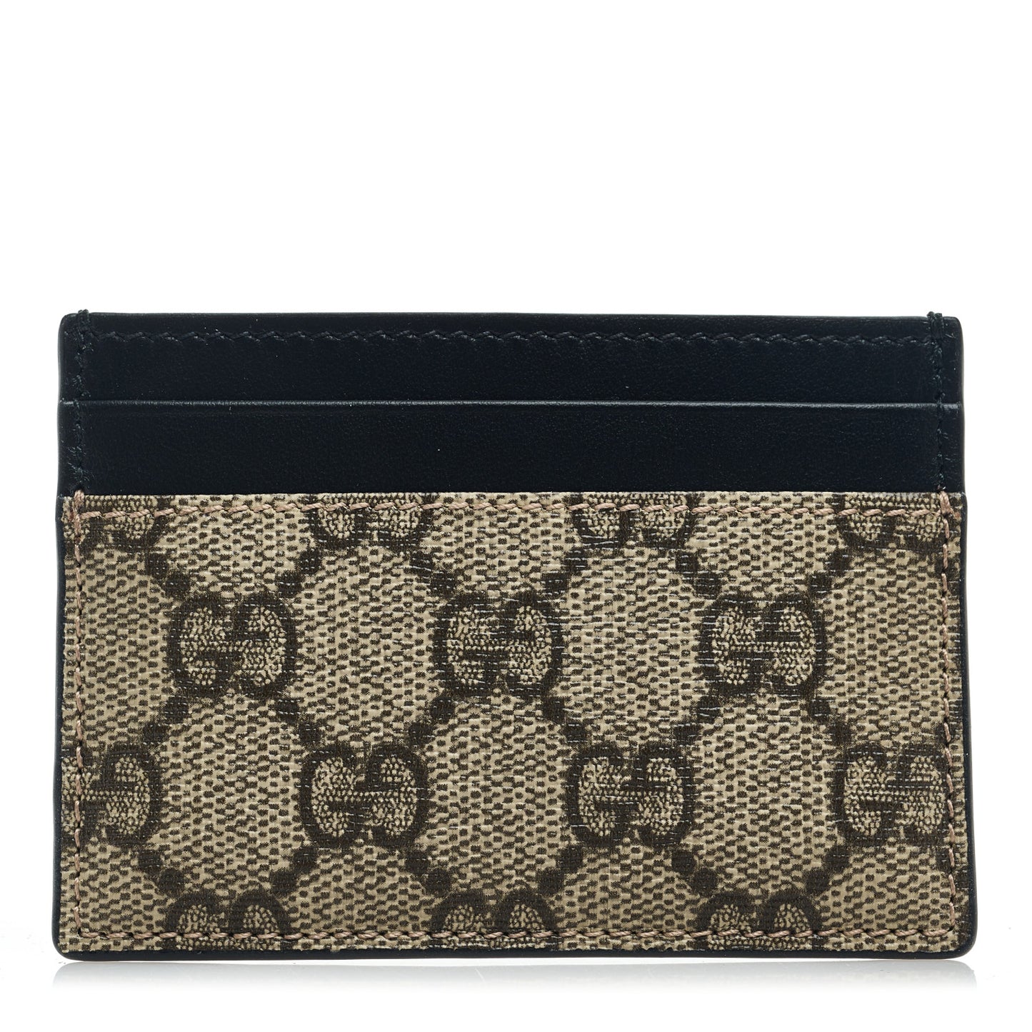GG Supreme Monogram Calfskin Card Holder Beige Black