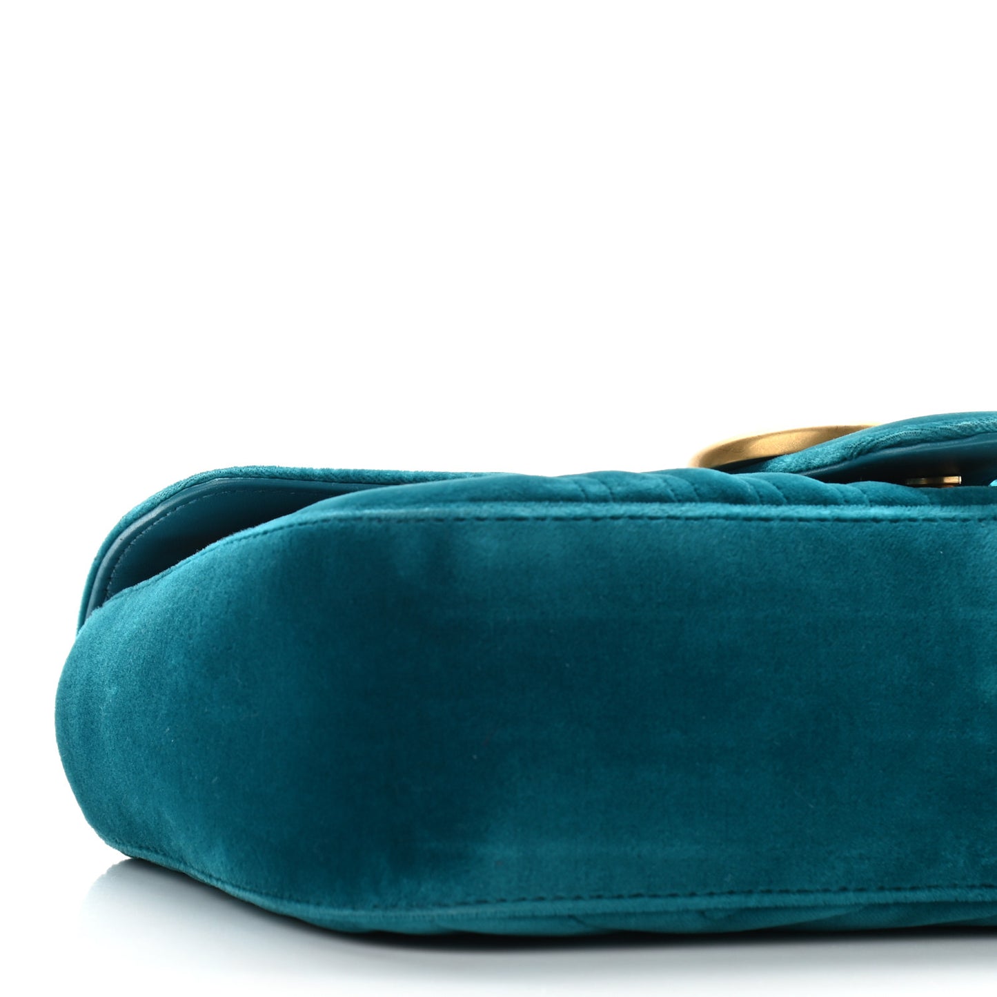 Velvet Matelasse Small GG Marmont Shoulder Bag Pavone Cyan