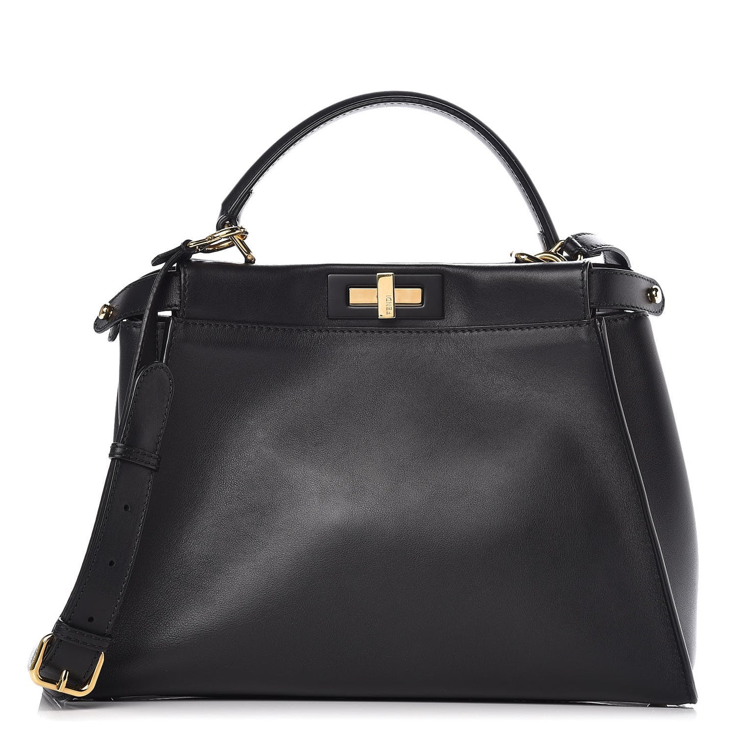 Vitello Seta Shiny Nappa Medium Peekaboo Iconic Satchel Black