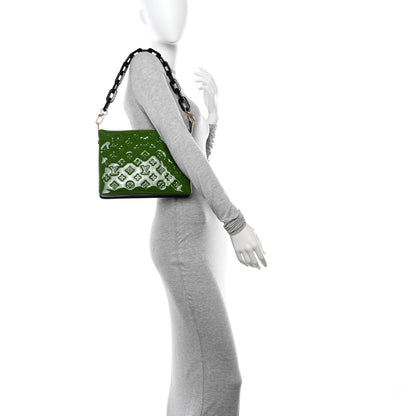 Louis Vuitton Patent Embossed Monogram Coussin PM Green Black 2 of 10