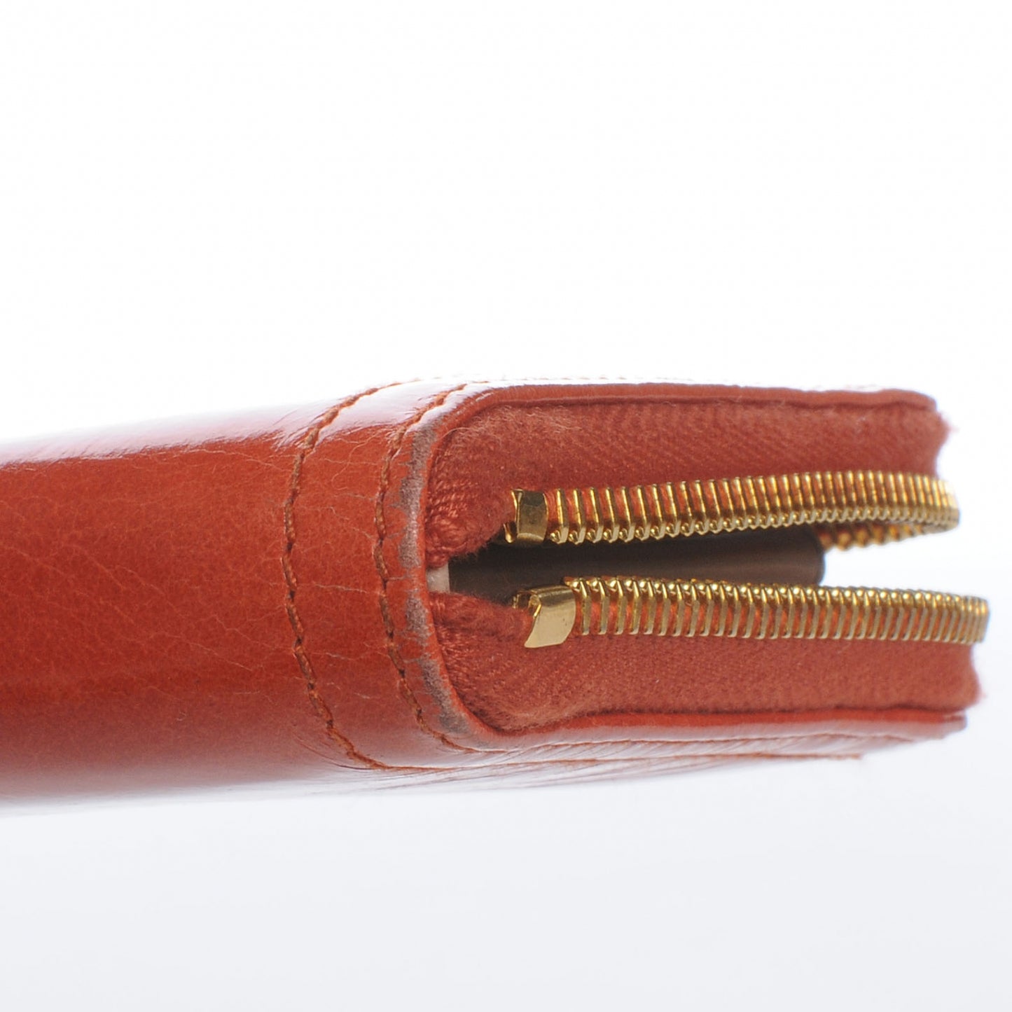 Vitello Shine Zip Around Wallet Mandarino