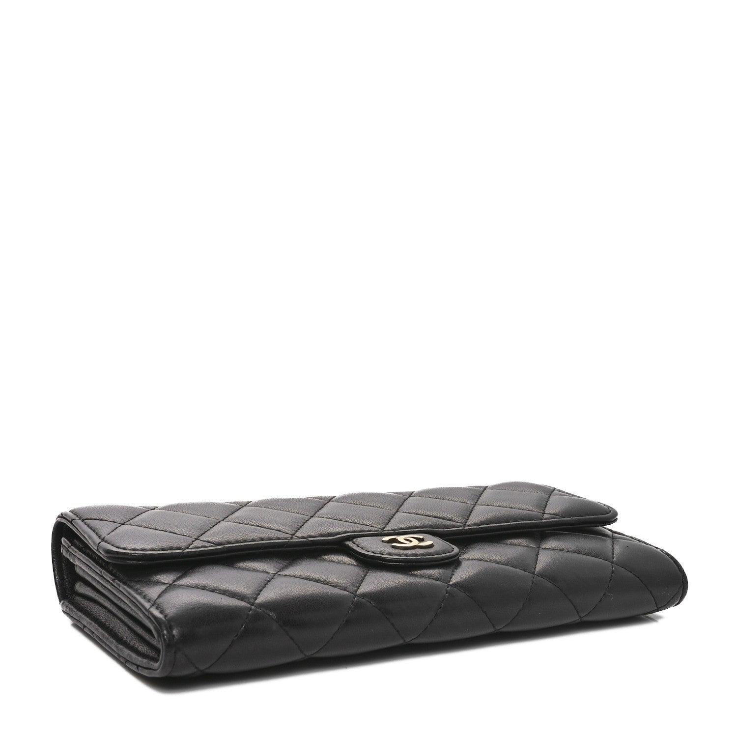 Chanel Lambskin Quilted Large Gusset Flap Wallet Black 4 of 11