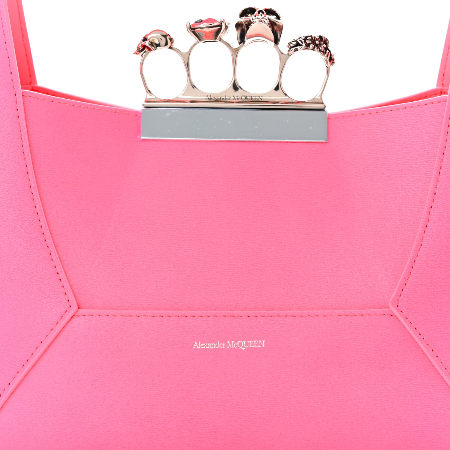 Alexander McQueen Smooth Calfskin Jeweled Hobo Bag Fluo Pink 9 of 11