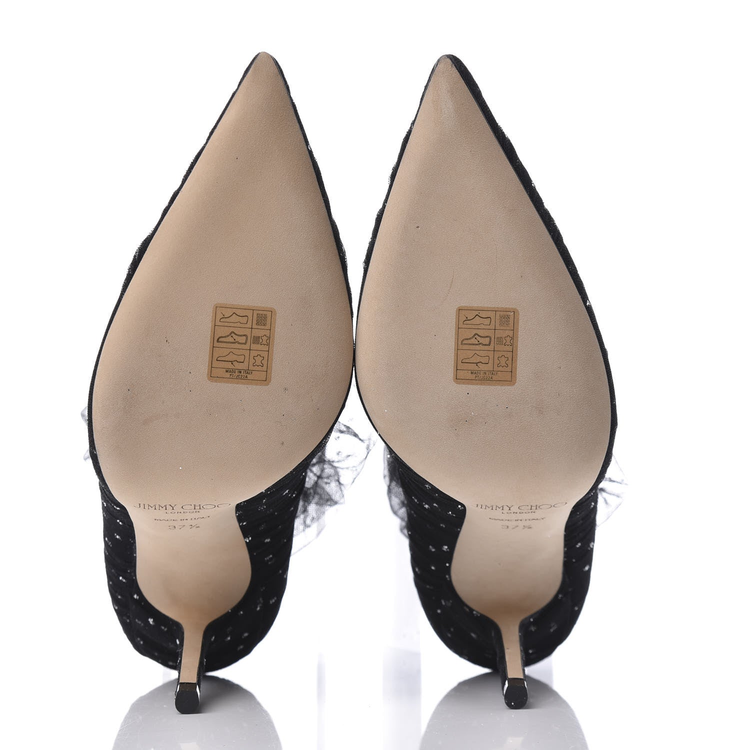 Jimmy Choo Suede Tulle Lavish 100 Pumps 37.5 Black Silver 6 of 9