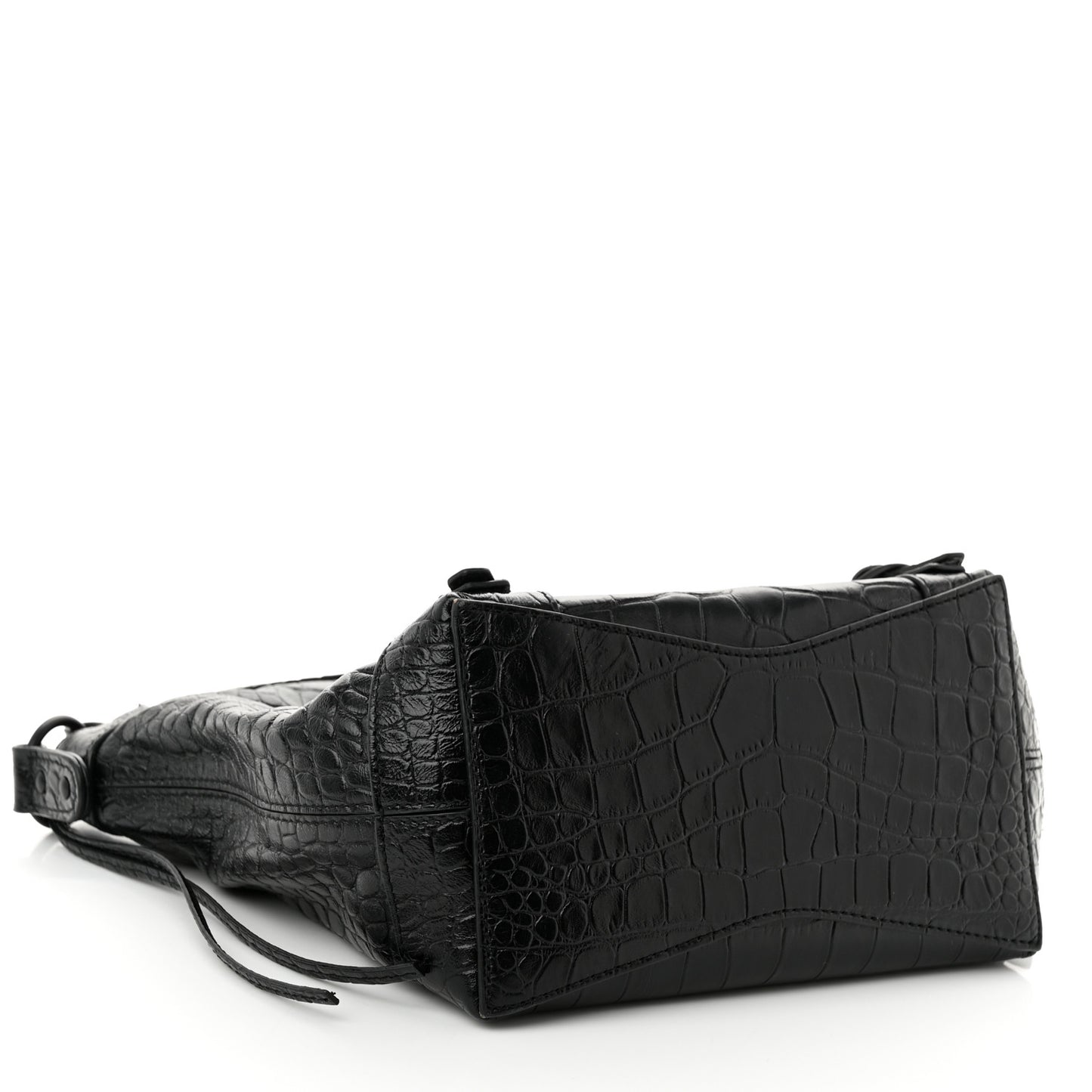 Extra Supple Calfskin Crocodile Embossed Neo Classic Hardware Hobo XS Black