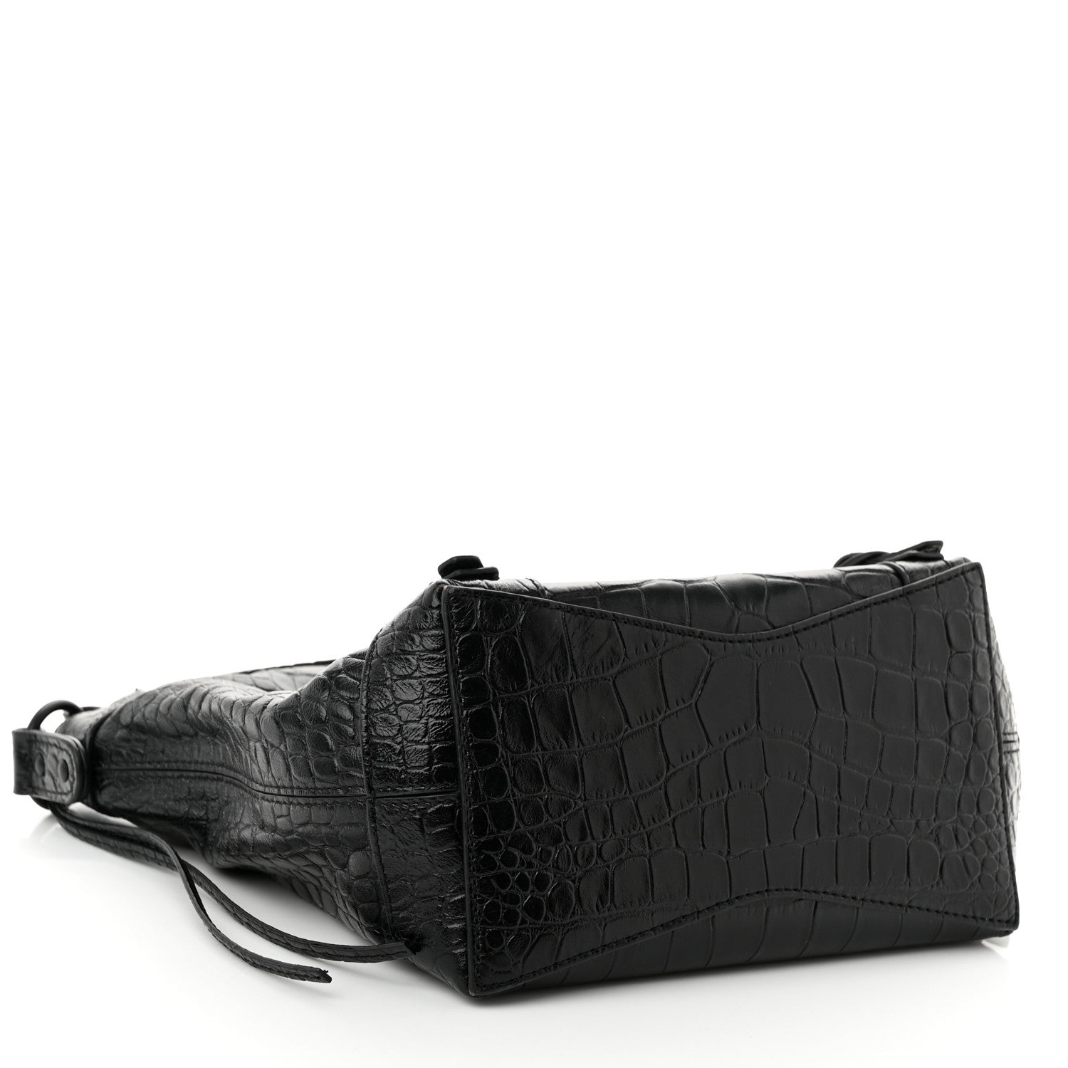 Balenciaga Extra Supple Calfskin Crocodile Embossed Neo Classic Hardware Hobo XS Black 4 of 9