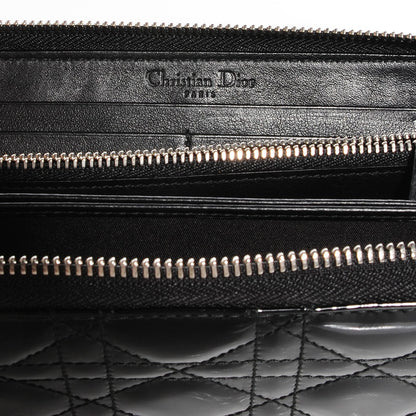 Christian Dior Patent Cannage Lady Dior Continental Wallet Black 7 of 8