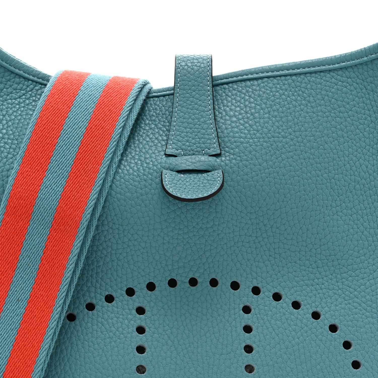 Hermes Taurillon Clemence Amazone Evelyne GM Bleu Saint Cyr Orange