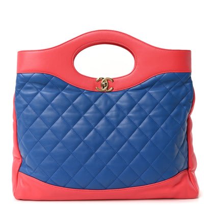 Chanel Lambskin Quilted Large 31 Shopping Bag Blue Red 1 of 10