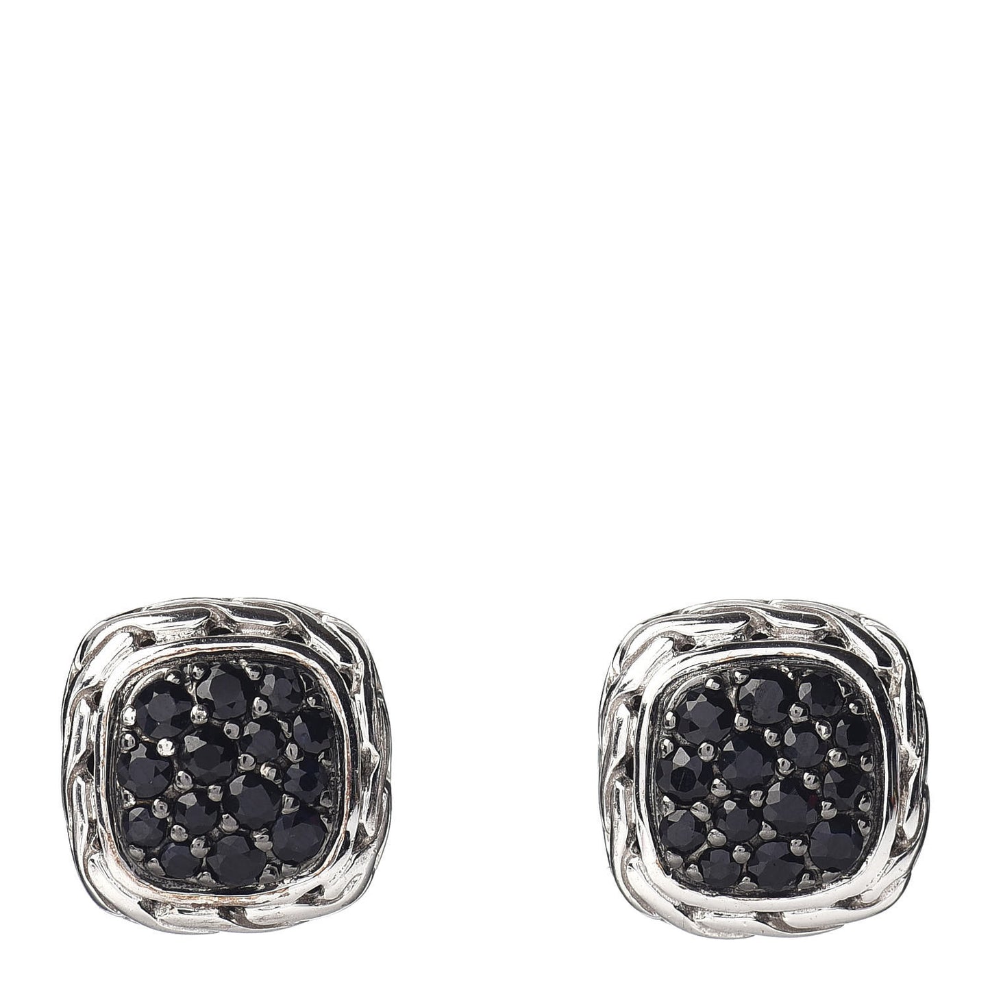Sterling Silver Black Sapphire Classic Chain Square Earrings