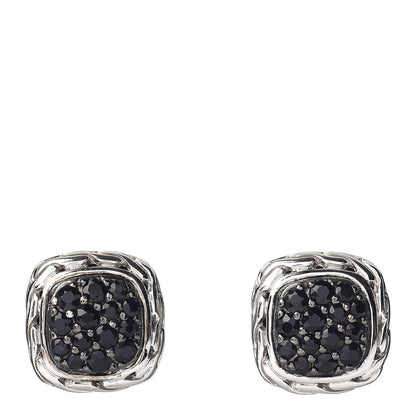 John Hardy Sterling Silver Black Sapphire Classic Chain Square Earrings 1 of 4