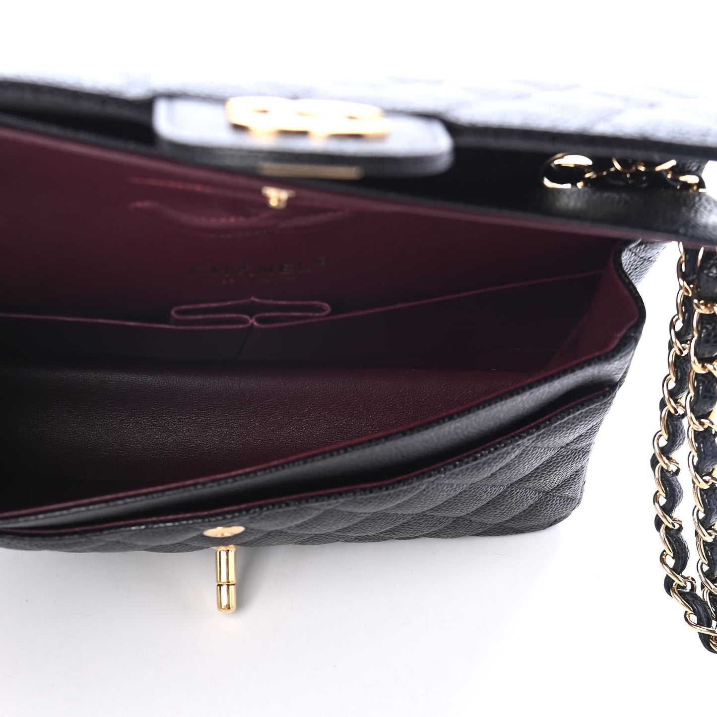 Caviar Quilted Medium Double Flap Black