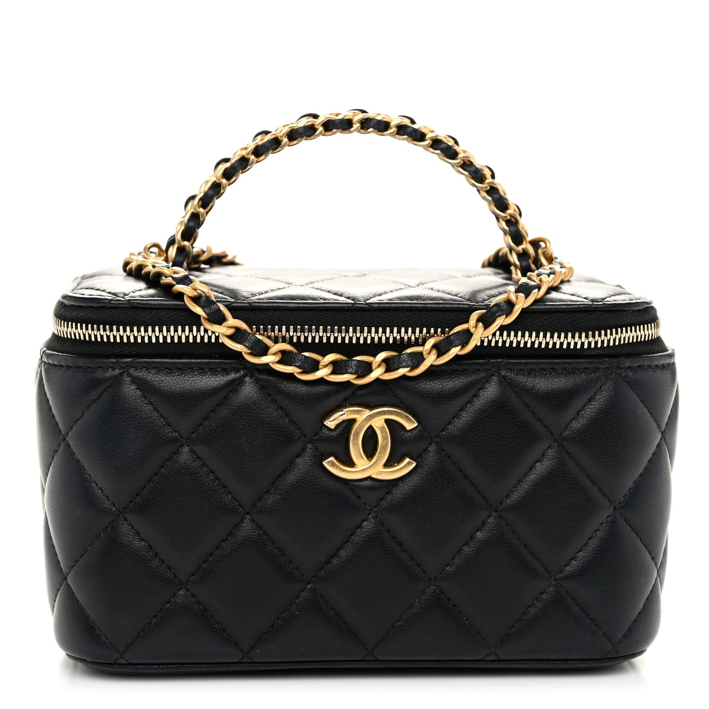 Lambskin Quilted Pick Me Up Vanity Case Black