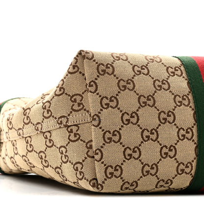 Gucci Monogram Web Small Giglio Tote Beige Dark Brown 10 of 11