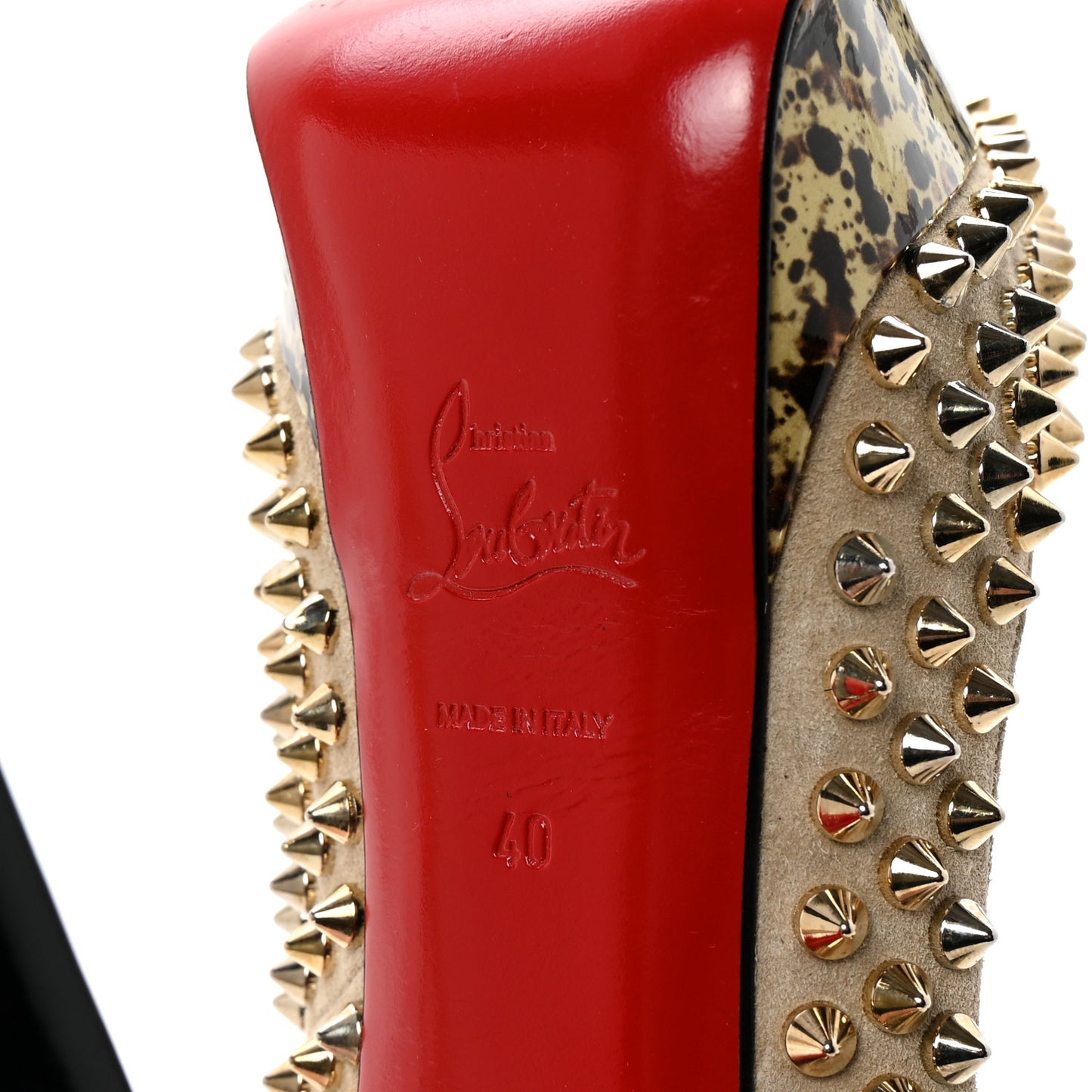 Veau Velours Patent Lady Peep Spikes 150 Pumps 40 Stone
