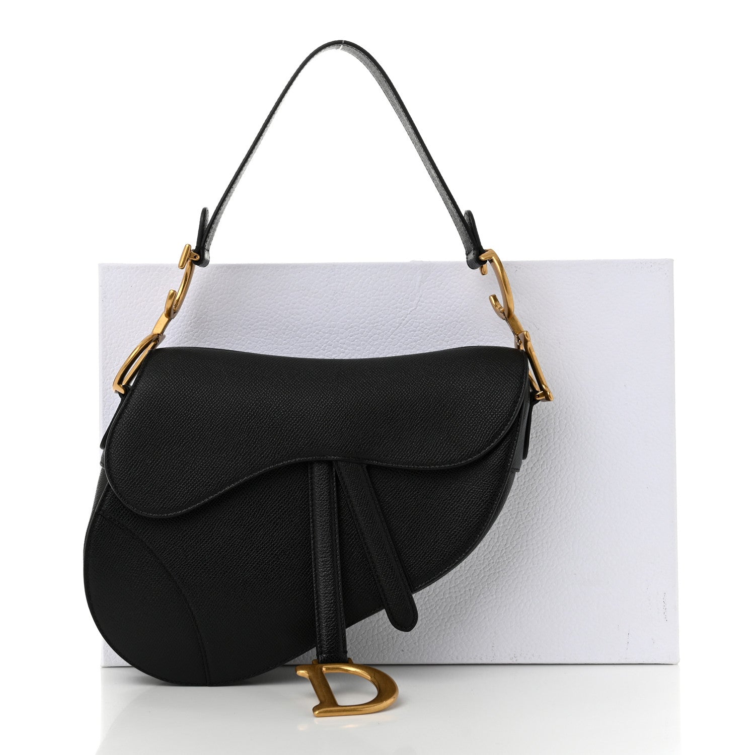 Christian Dior Grained Calfskin Saddle Bag Black 11 of 11
