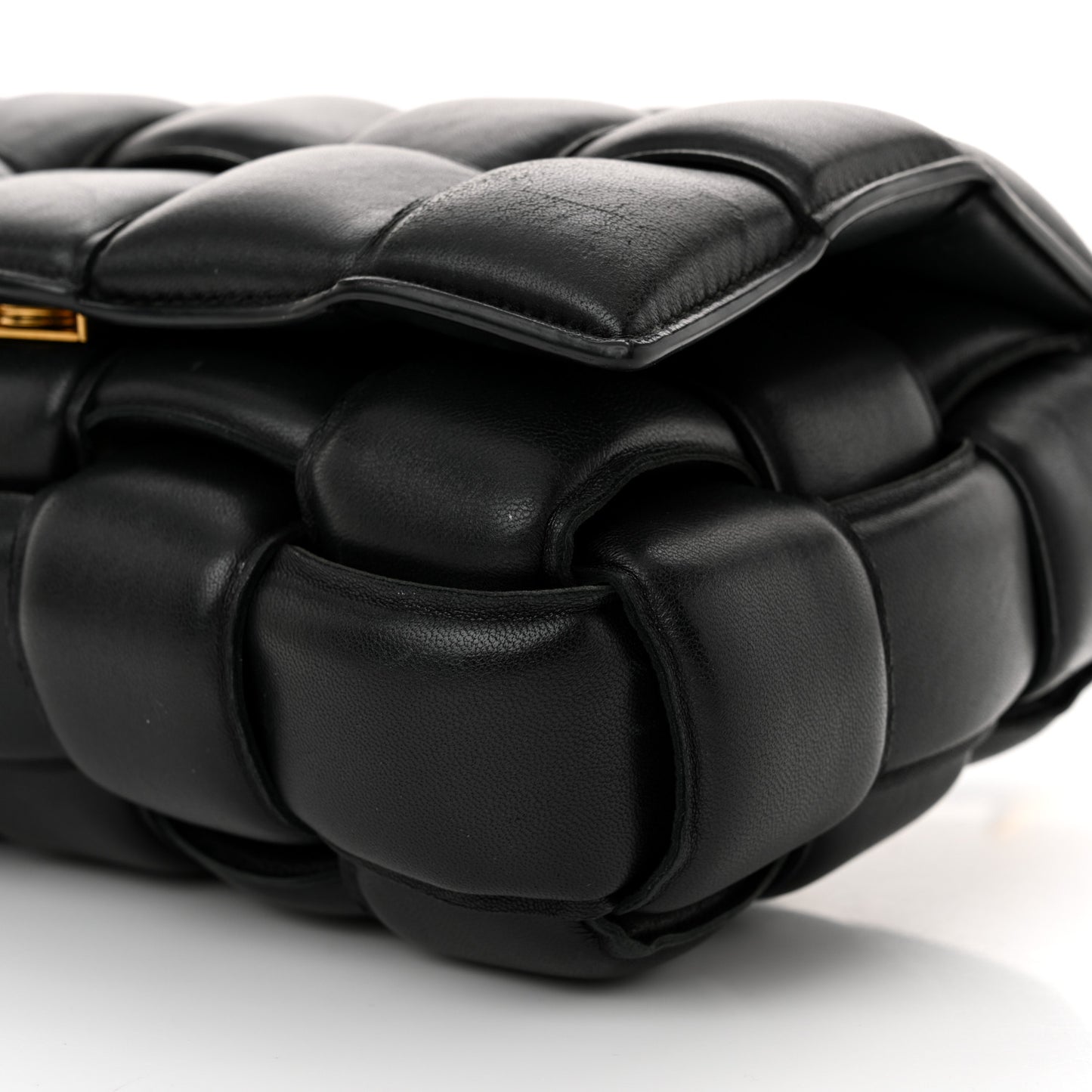 Nappa Maxi Intreccio Padded Cassette Crossbody Bag Black
